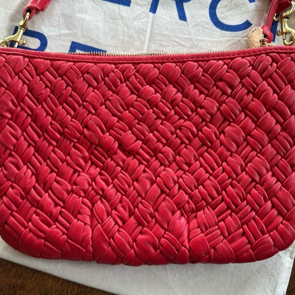 Clare V. Petit Moyen - Rosa Puffy Woven Nappa Leather - Crossbody Bag RARE - Picture 9 of 15